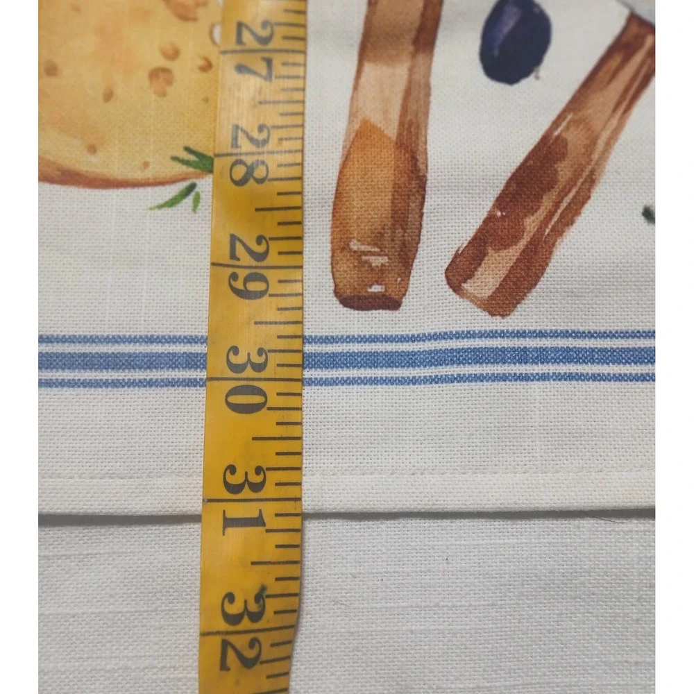 Sur la Table Pizza Watercolor Print Cotton Kitchen Dish Towel White Blue 20x30